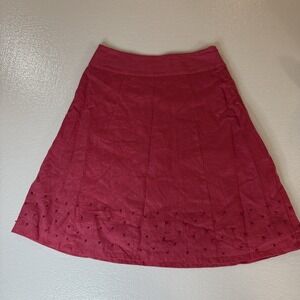 Boden Pink Linen A-Line Skirt With Embroidered Dot Details, US 14 FLAW SEE DESCR